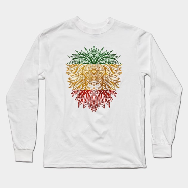 Mandala Rasta Lion Reggae Music Design Long Sleeve T-Shirt by UNDERGROUNDROOTS